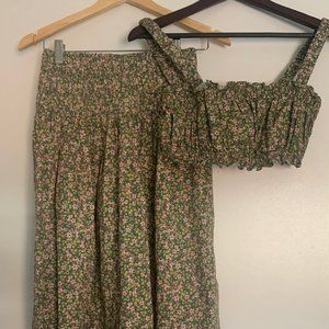 Zara Print Crop Top & Skirt Floral